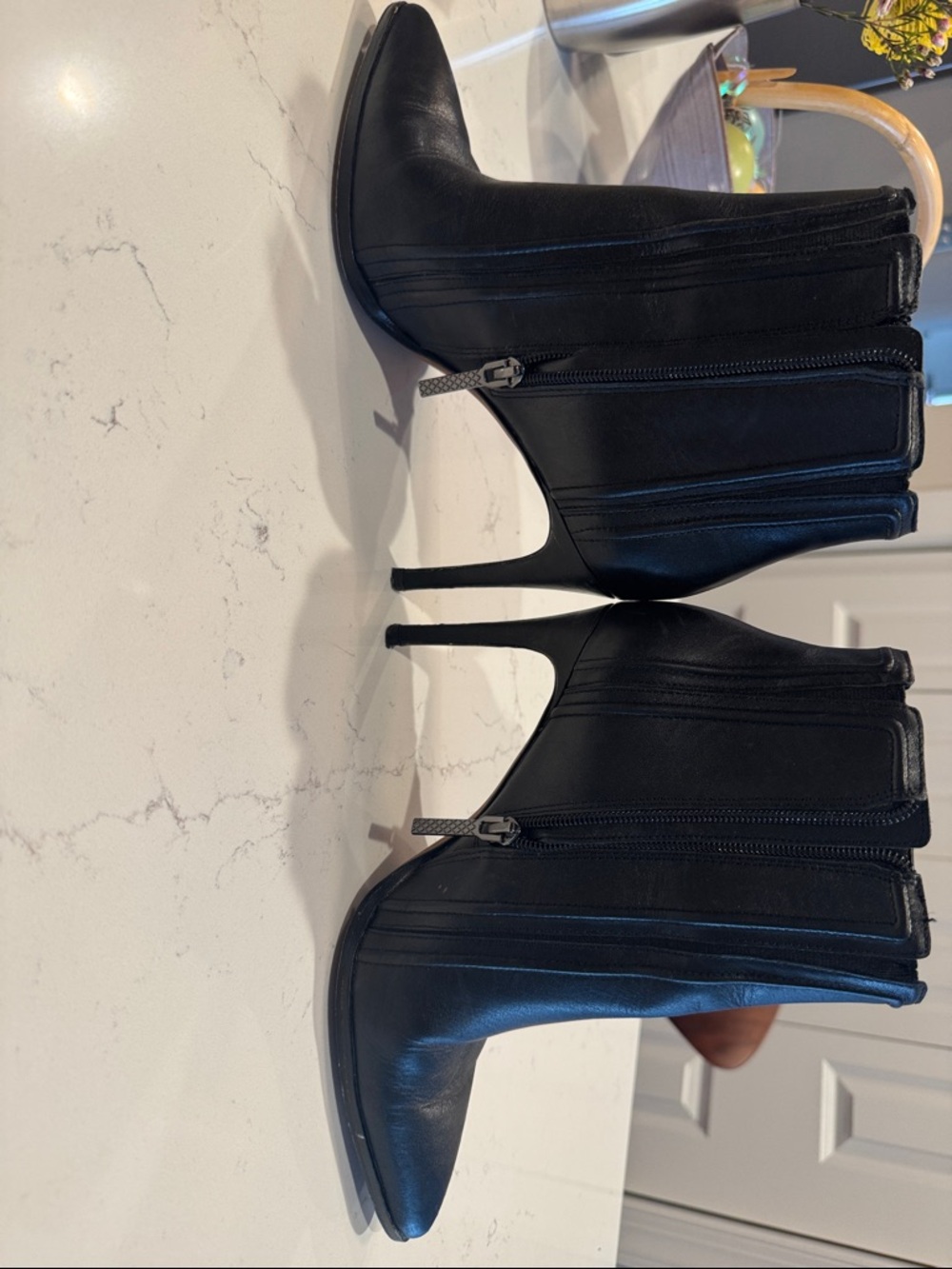 Donald J. Pliner Black Pointed-Toe Leather Ankle Booties - Picture 2 of 8